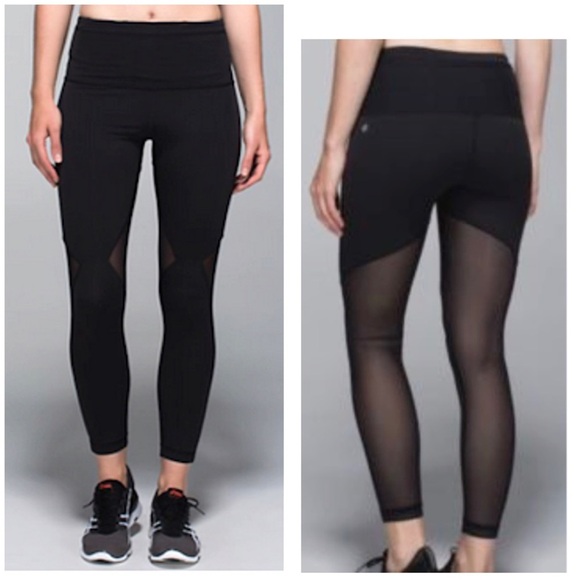 LULULEMON × SoulCycle Rare Logo Meshed 7/8 Leggings Tights in Black Size 8 - Picture 2 of 11